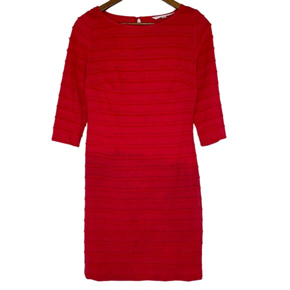 Trina Turk Red  3/4 Sleeve Round Neck Dress Size 4 Women’s - Picture 1 of 11